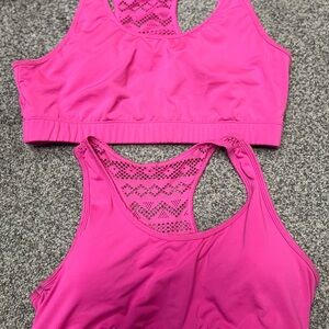 Women's Pink Lace Back Sports Bra